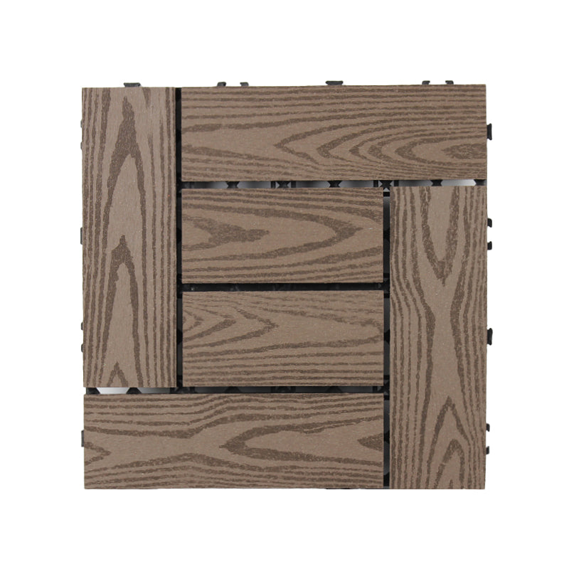 12" X 12"Square PVC Patio Tiles Snapping Installation Outdoor Flooring Tiles Coffee Embossing Transformation Clearhalo 'Home Improvement' 'home_improvement' 'home_improvement_outdoor_deck_tiles_planks' 'Outdoor Deck Tiles & Planks' 'Outdoor Flooring & Tile' 'Outdoor Remodel' 'outdoor_deck_tiles_planks' 7081493