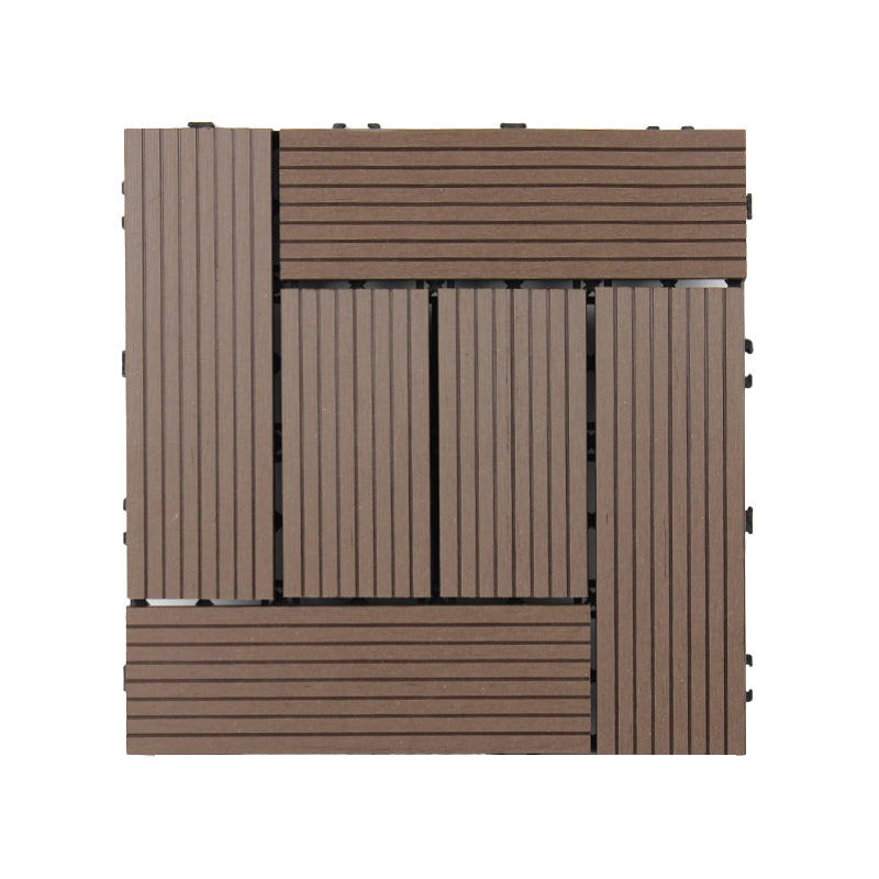 12" X 12"Square PVC Patio Tiles Snapping Installation Outdoor Flooring Tiles Coffee Straight Transformation Clearhalo 'Home Improvement' 'home_improvement' 'home_improvement_outdoor_deck_tiles_planks' 'Outdoor Deck Tiles & Planks' 'Outdoor Flooring & Tile' 'Outdoor Remodel' 'outdoor_deck_tiles_planks' 7081494