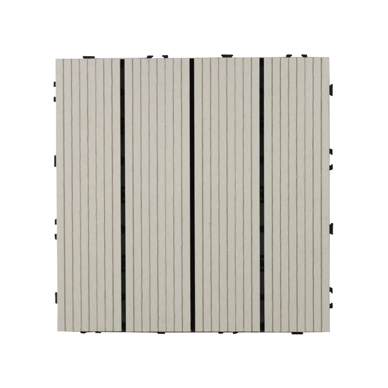 12" X 12"Square PVC Patio Tiles Snapping Installation Outdoor Flooring Tiles Gray White Straight Grain Clearhalo 'Home Improvement' 'home_improvement' 'home_improvement_outdoor_deck_tiles_planks' 'Outdoor Deck Tiles & Planks' 'Outdoor Flooring & Tile' 'Outdoor Remodel' 'outdoor_deck_tiles_planks' 7081506
