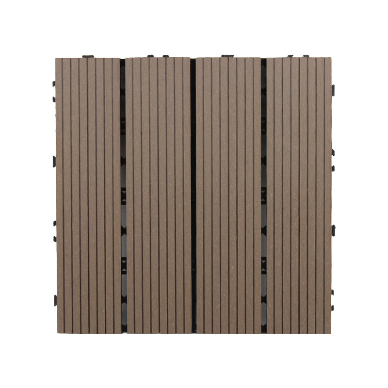 12" X 12"Square PVC Patio Tiles Snapping Installation Outdoor Flooring Tiles Coffee Straight Grain Clearhalo 'Home Improvement' 'home_improvement' 'home_improvement_outdoor_deck_tiles_planks' 'Outdoor Deck Tiles & Planks' 'Outdoor Flooring & Tile' 'Outdoor Remodel' 'outdoor_deck_tiles_planks' 7081508