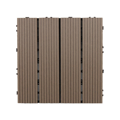12" X 12"Square PVC Patio Tiles Snapping Installation Outdoor Flooring Tiles Coffee Straight Grain Clearhalo 'Home Improvement' 'home_improvement' 'home_improvement_outdoor_deck_tiles_planks' 'Outdoor Deck Tiles & Planks' 'Outdoor Flooring & Tile' 'Outdoor Remodel' 'outdoor_deck_tiles_planks' 7081508