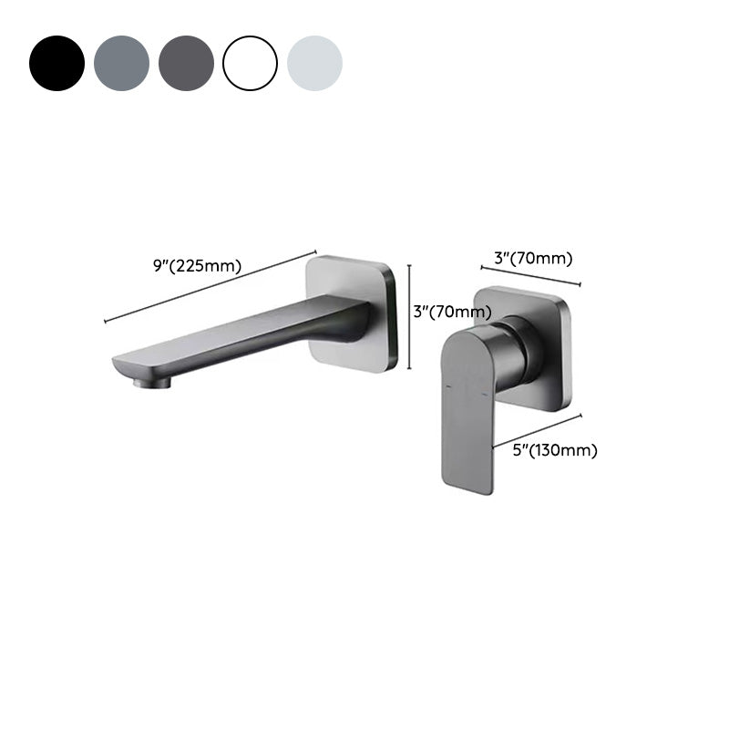 Wall Mounted Bathroom Faucet Waterfall Spout with Lever Handle Clearhalo 'Bathroom Remodel & Bathroom Fixtures' 'Bathroom Sink Faucets' 'Bathroom Sinks & Faucet Components' 'bathroom_sink_faucets' 'Home Improvement' 'home_improvement' 'home_improvement_bathroom_sink_faucets' 7081659