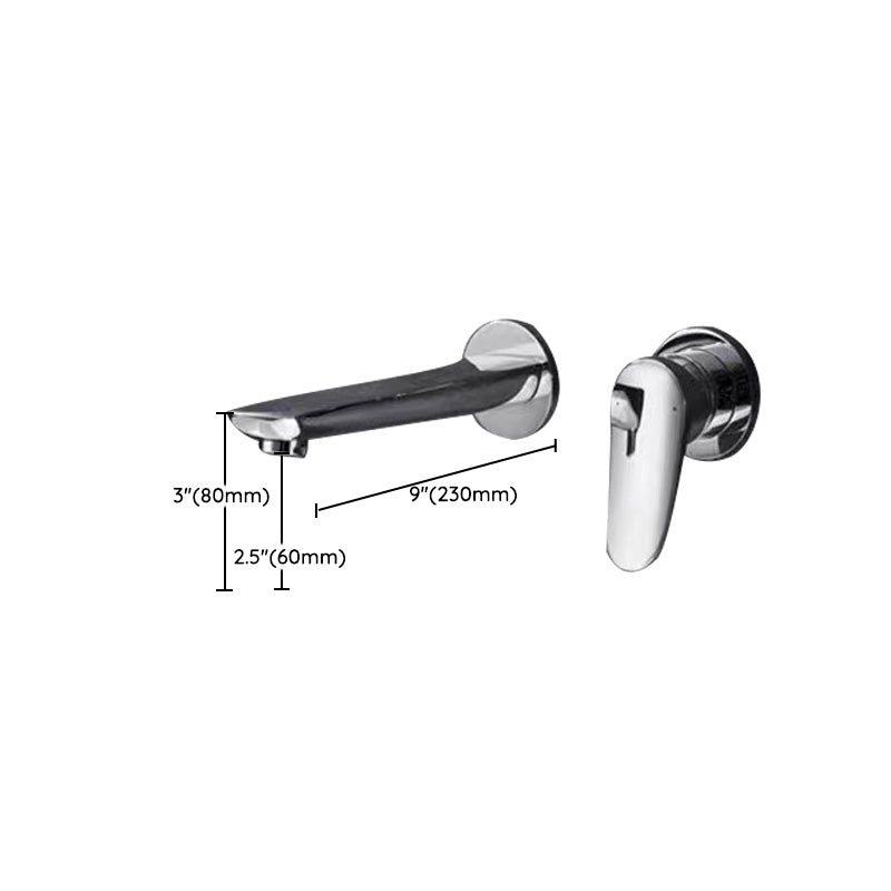 Wall Mounted Bathroom Faucet Waterfall Spout with Lever Handle Clearhalo 'Bathroom Remodel & Bathroom Fixtures' 'Bathroom Sink Faucets' 'Bathroom Sinks & Faucet Components' 'bathroom_sink_faucets' 'Home Improvement' 'home_improvement' 'home_improvement_bathroom_sink_faucets' 7081660