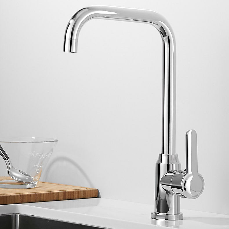 Modern Bridge Faucet Stainless Steel with Handles and Supply Lines Kitchen Sink Faucet Clearhalo 'Home Improvement' 'home_improvement' 'home_improvement_kitchen_faucets' 'Kitchen Faucets' 'Kitchen Remodel & Kitchen Fixtures' 'Kitchen Sinks & Faucet Components' 'kitchen_faucets' 7081668