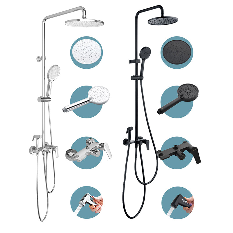 Wall Mounted Shower System Contemporary Adjustable Shower Head Combo Clearhalo 'Bathroom Remodel & Bathroom Fixtures' 'Home Improvement' 'home_improvement' 'home_improvement_shower_faucets' 'Shower Faucets & Systems' 'shower_faucets' 'Showers & Bathtubs Plumbing' 'Showers & Bathtubs' 7081693