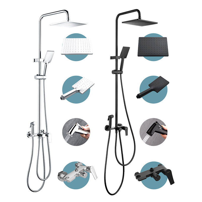 Wall Mounted Shower System Contemporary Adjustable Shower Head Combo Clearhalo 'Bathroom Remodel & Bathroom Fixtures' 'Home Improvement' 'home_improvement' 'home_improvement_shower_faucets' 'Shower Faucets & Systems' 'shower_faucets' 'Showers & Bathtubs Plumbing' 'Showers & Bathtubs' 7081696