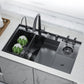 Stainless Steel Kitchen Sink Single Bowl Workstation Sink with Soundproofing Sink with Faucet Pull Out Faucet & Deck Control Drain Clearhalo 'Home Improvement' 'home_improvement' 'home_improvement_kitchen_sinks' 'Kitchen Remodel & Kitchen Fixtures' 'Kitchen Sinks & Faucet Components' 'Kitchen Sinks' 'kitchen_sinks' 7081762