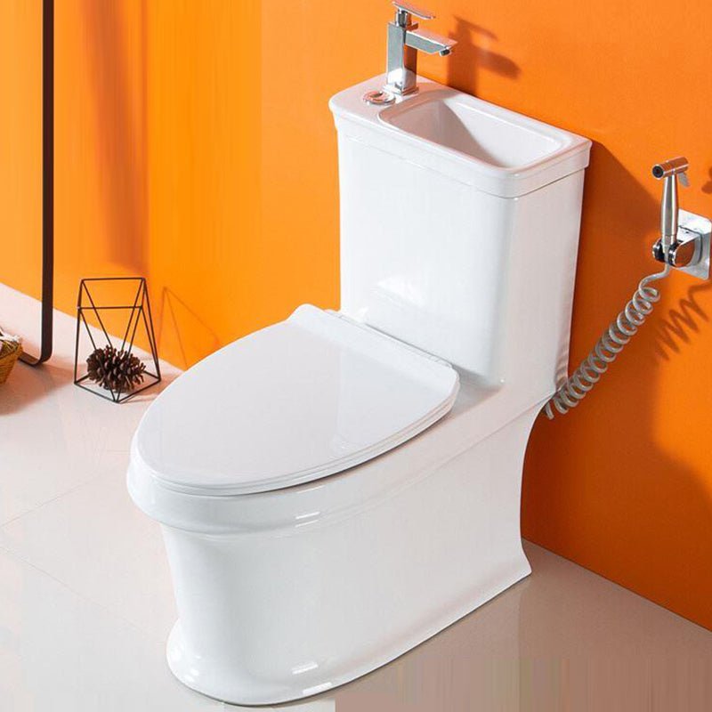 Modern Ceramic Flush Toilet One Piece White Toilet Bowl for Washroom Cold Hot Water Dispensor ( Left) Toilet with Sprayer Clearhalo 'Bathroom Remodel & Bathroom Fixtures' 'Home Improvement' 'home_improvement' 'home_improvement_toilets' 'Toilets & Bidets' 'Toilets' 7087540