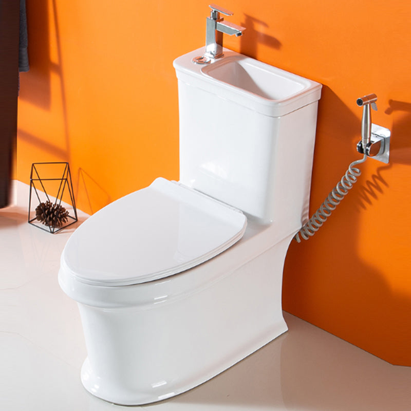 Modern Ceramic Flush Toilet Floor Mounted Toilet Bowl with Seat for Washroom Toilet with Sprayer Clearhalo 'Bathroom Remodel & Bathroom Fixtures' 'Home Improvement' 'home_improvement' 'home_improvement_toilets' 'Toilets & Bidets' 'Toilets' 7087555