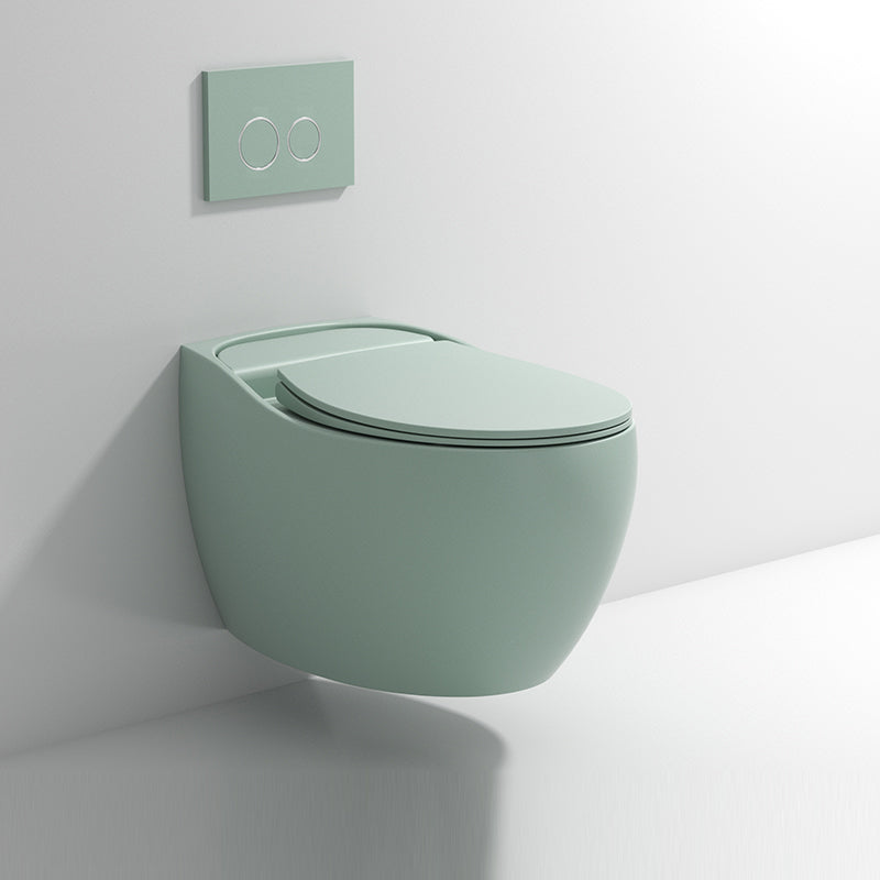Modern Ceramic Flush Toilet Wall Hung Toilet Bowl for Washroom Light Green Clearhalo 'Bathroom Remodel & Bathroom Fixtures' 'Home Improvement' 'home_improvement' 'home_improvement_toilets' 'Toilets & Bidets' 'Toilets' 7087602