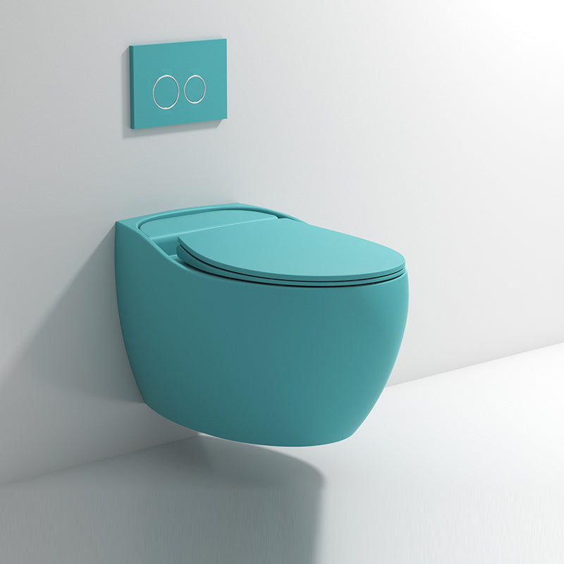 Modern Ceramic Flush Toilet Wall Hung Toilet Bowl for Washroom Blue Clearhalo 'Bathroom Remodel & Bathroom Fixtures' 'Home Improvement' 'home_improvement' 'home_improvement_toilets' 'Toilets & Bidets' 'Toilets' 7087614