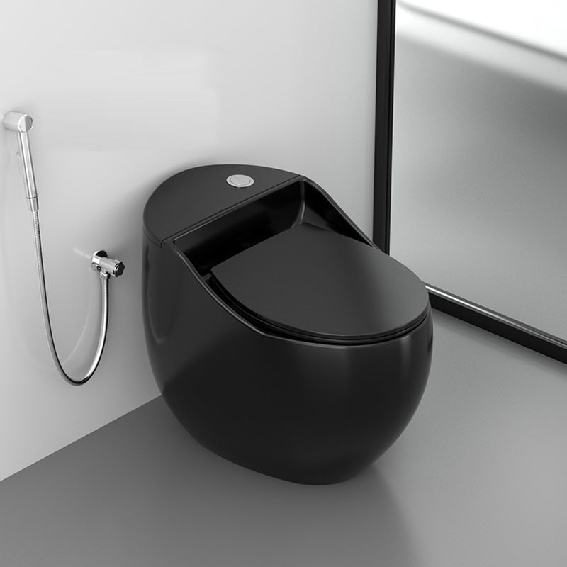 Contemporary Ceramic Flush Toilet One Piece Toilet Bowl for Bathroom Black 12" Clearhalo 'Bathroom Remodel & Bathroom Fixtures' 'Home Improvement' 'home_improvement' 'home_improvement_toilets' 'Toilets & Bidets' 'Toilets' 7087622