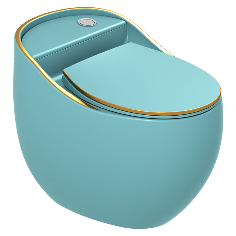 Contemporary Ceramic Flush Toilet One Piece Toilet Bowl for Bathroom Blue/ Gold Clearhalo 'Bathroom Remodel & Bathroom Fixtures' 'Home Improvement' 'home_improvement' 'home_improvement_toilets' 'Toilets & Bidets' 'Toilets' 7087624
