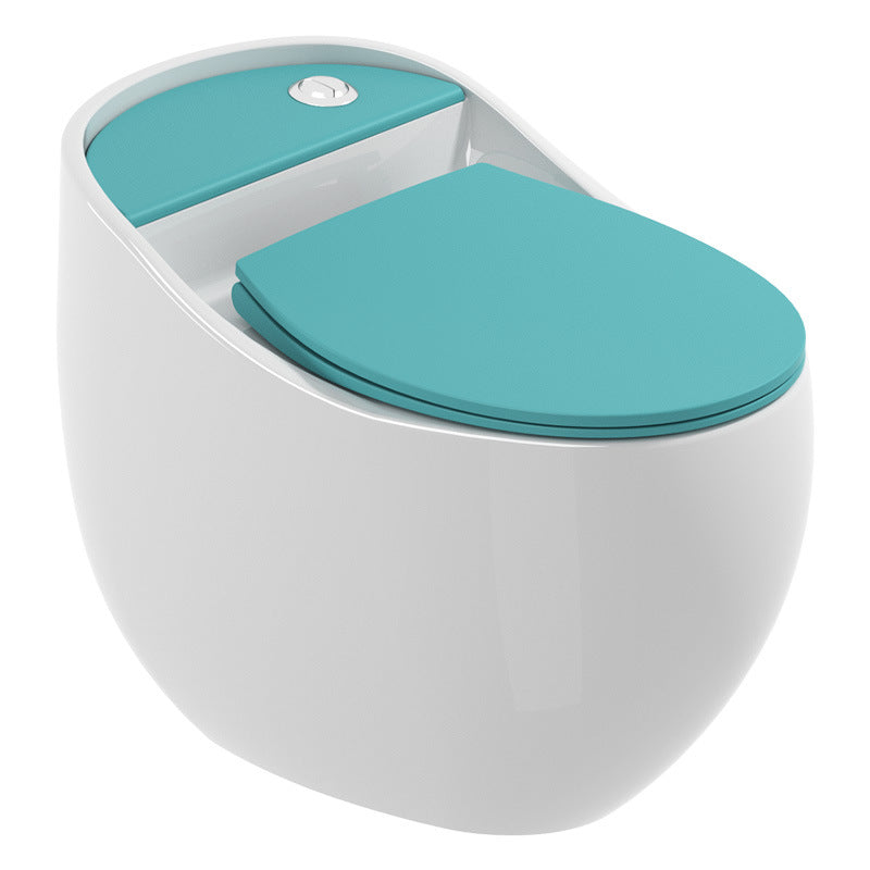 Contemporary Ceramic Flush Toilet One Piece Toilet Bowl for Bathroom Blue/ White Clearhalo 'Bathroom Remodel & Bathroom Fixtures' 'Home Improvement' 'home_improvement' 'home_improvement_toilets' 'Toilets & Bidets' 'Toilets' 7087631