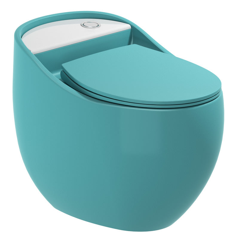 Contemporary Ceramic Flush Toilet One Piece Toilet Bowl for Bathroom Blue Clearhalo 'Bathroom Remodel & Bathroom Fixtures' 'Home Improvement' 'home_improvement' 'home_improvement_toilets' 'Toilets & Bidets' 'Toilets' 7087634