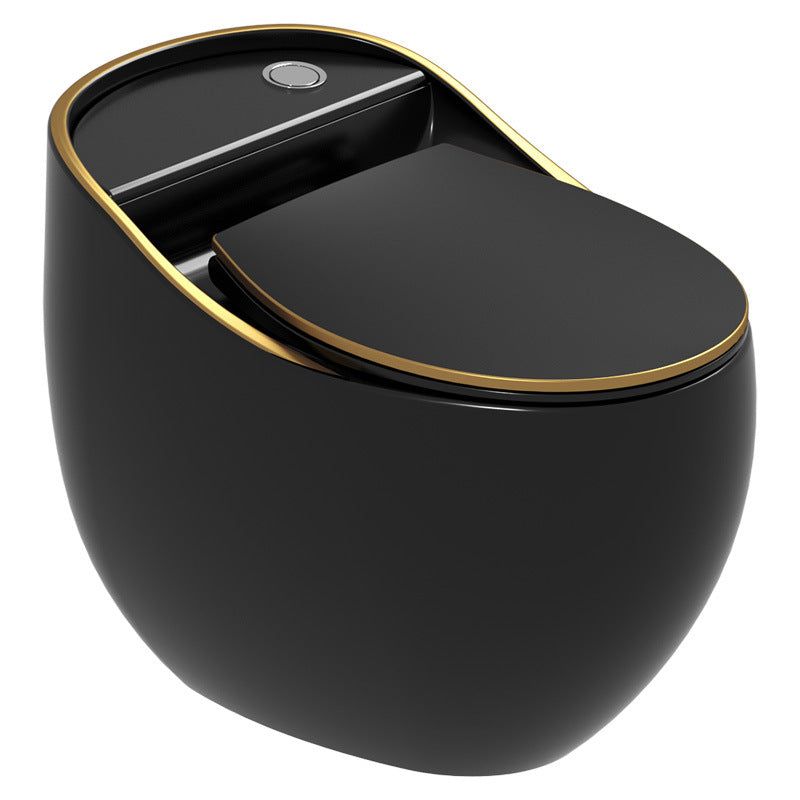 Contemporary Ceramic Flush Toilet One Piece Toilet Bowl for Bathroom Black Gold Clearhalo 'Bathroom Remodel & Bathroom Fixtures' 'Home Improvement' 'home_improvement' 'home_improvement_toilets' 'Toilets & Bidets' 'Toilets' 7087638