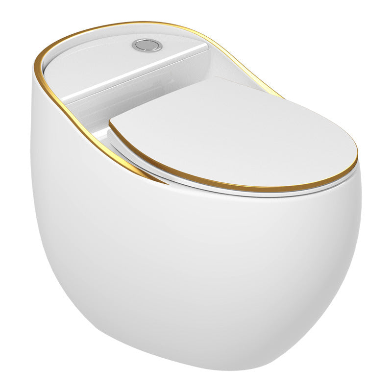 Contemporary Ceramic Flush Toilet One Piece Toilet Bowl for Bathroom White/ Gold Clearhalo 'Bathroom Remodel & Bathroom Fixtures' 'Home Improvement' 'home_improvement' 'home_improvement_toilets' 'Toilets & Bidets' 'Toilets' 7087639