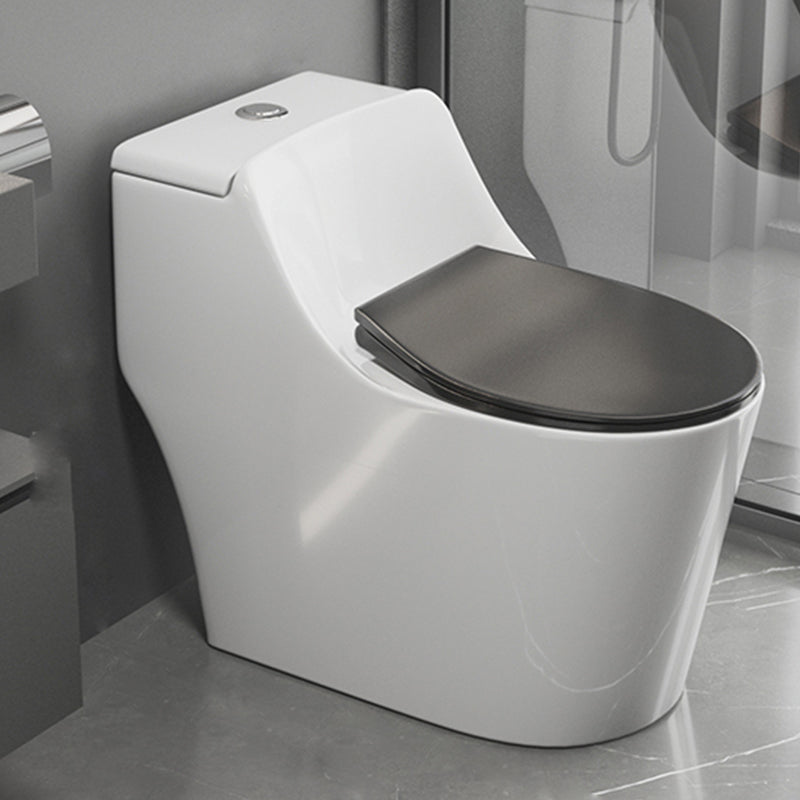 Contemporary Floor Mount Flush Toilet Siphon Jet Toilet Bowl for Washroom 16"L x 27"W x 25"H Black/ White Clearhalo 'Bathroom Remodel & Bathroom Fixtures' 'Home Improvement' 'home_improvement' 'home_improvement_toilets' 'Toilets & Bidets' 'Toilets' 7087718