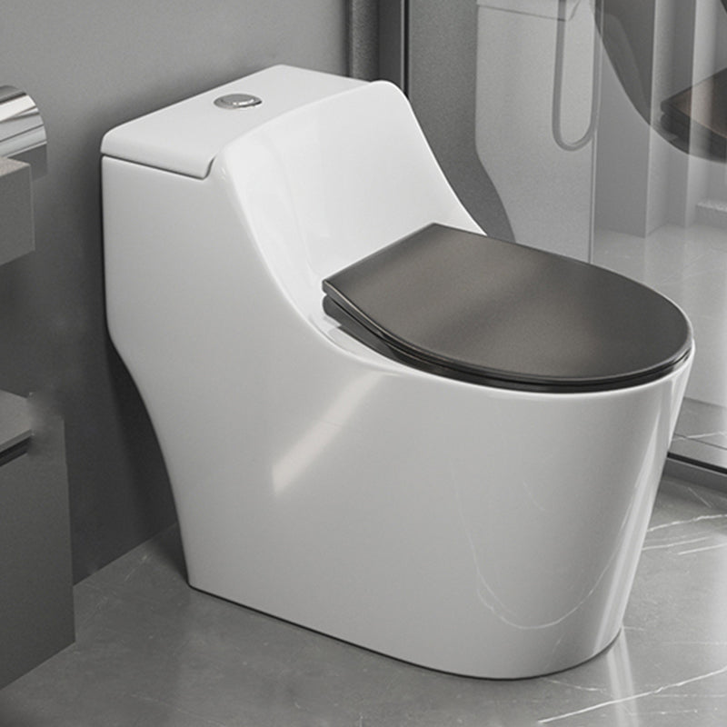 Contemporary Floor Mount Flush Toilet Siphon Jet Toilet Bowl for Washroom 16"L x 27"W x 25"H Black White Clearhalo 'Bathroom Remodel & Bathroom Fixtures' 'Home Improvement' 'home_improvement' 'home_improvement_toilets' 'Toilets & Bidets' 'Toilets' 7087718