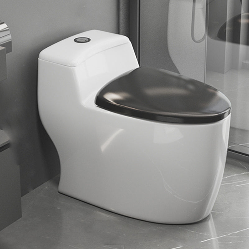 Contemporary Floor Mount Flush Toilet Siphon Jet Toilet Bowl for Washroom 16"L x 28"W x 23"H Black White Clearhalo 'Bathroom Remodel & Bathroom Fixtures' 'Home Improvement' 'home_improvement' 'home_improvement_toilets' 'Toilets & Bidets' 'Toilets' 7087722