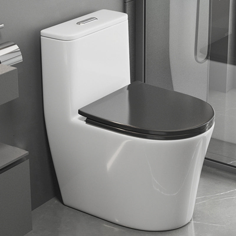 Contemporary Floor Mount Flush Toilet Siphon Jet Toilet Bowl for Washroom 15"L x 23"W x 28"H Black White Clearhalo 'Bathroom Remodel & Bathroom Fixtures' 'Home Improvement' 'home_improvement' 'home_improvement_toilets' 'Toilets & Bidets' 'Toilets' 7087725