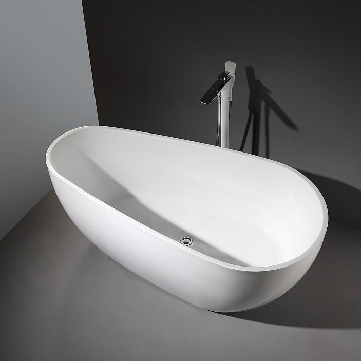 Modern Oval Bath White Acrylic Soaking Freestanding Back to Wall Bathtub Clearhalo 'Bathroom Remodel & Bathroom Fixtures' 'Bathtubs' 'Home Improvement' 'home_improvement' 'home_improvement_bathtubs' 'Showers & Bathtubs' 7088833