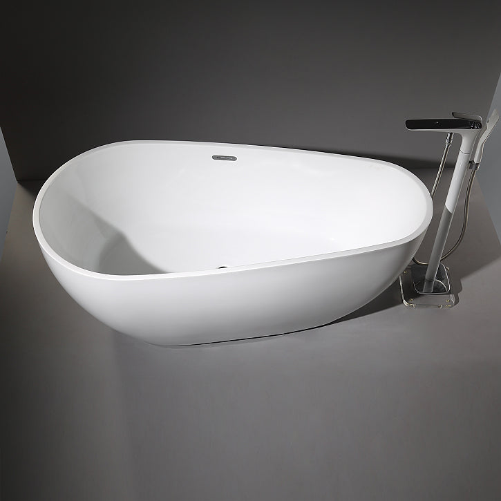 Modern Oval Bath White Acrylic Soaking Freestanding Back to Wall Bathtub Clearhalo 'Bathroom Remodel & Bathroom Fixtures' 'Bathtubs' 'Home Improvement' 'home_improvement' 'home_improvement_bathtubs' 'Showers & Bathtubs' 7088836