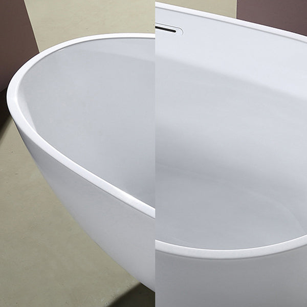 Modern Oval Bath White Acrylic Soaking Freestanding Back to Wall Bathtub Clearhalo 'Bathroom Remodel & Bathroom Fixtures' 'Bathtubs' 'Home Improvement' 'home_improvement' 'home_improvement_bathtubs' 'Showers & Bathtubs' 7088840