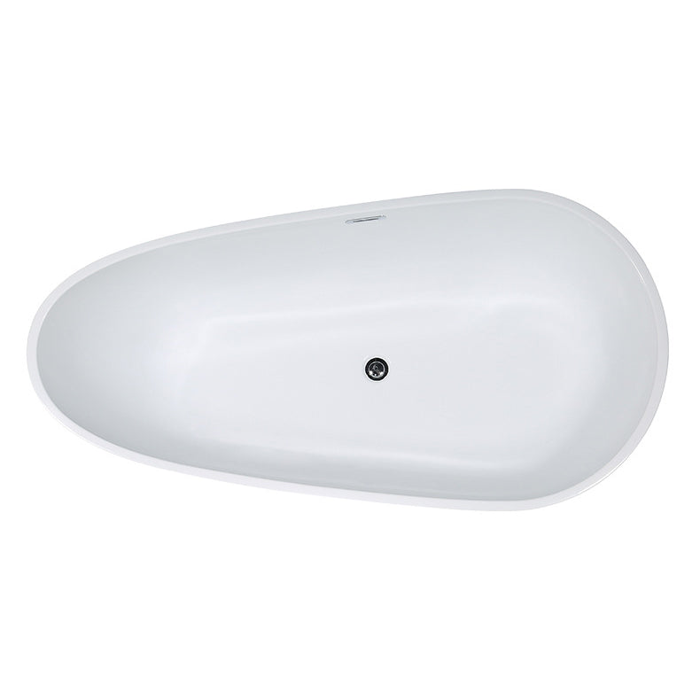 Modern Oval Bath White Acrylic Soaking Freestanding Back to Wall Bathtub Clearhalo 'Bathroom Remodel & Bathroom Fixtures' 'Bathtubs' 'Home Improvement' 'home_improvement' 'home_improvement_bathtubs' 'Showers & Bathtubs' 7088842