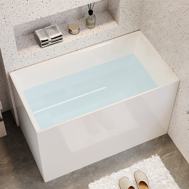 White Acrylic Bathtub Freestanding Soaking Rectangular Modern Bath With Seat Clearhalo 'Bathroom Remodel & Bathroom Fixtures' 'Bathtubs' 'Home Improvement' 'home_improvement' 'home_improvement_bathtubs' 'Showers & Bathtubs' 7088863