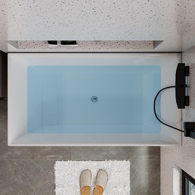 White Acrylic Bathtub Freestanding Soaking Rectangular Modern Bath Clearhalo 'Bathroom Remodel & Bathroom Fixtures' 'Bathtubs' 'Home Improvement' 'home_improvement' 'home_improvement_bathtubs' 'Showers & Bathtubs' 7088873