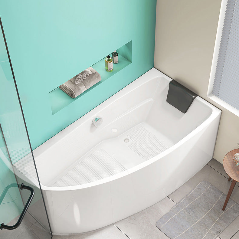 White Corner Bath Freestanding Acrylic Soaking Modern Bathtub 55"L x 29"W x 24"H Left Clearhalo 'Bathroom Remodel & Bathroom Fixtures' 'Bathtubs' 'Home Improvement' 'home_improvement' 'home_improvement_bathtubs' 'Showers & Bathtubs' 7088879