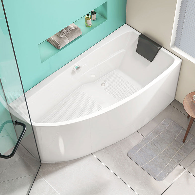 White Corner Bath Freestanding Acrylic Soaking Modern Bathtub Left Clearhalo 'Bathroom Remodel & Bathroom Fixtures' 'Bathtubs' 'Home Improvement' 'home_improvement' 'home_improvement_bathtubs' 'Showers & Bathtubs' 7088880