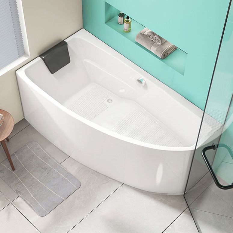 White Corner Bath Freestanding Acrylic Soaking Modern Bathtub Right Clearhalo 'Bathroom Remodel & Bathroom Fixtures' 'Bathtubs' 'Home Improvement' 'home_improvement' 'home_improvement_bathtubs' 'Showers & Bathtubs' 7088882