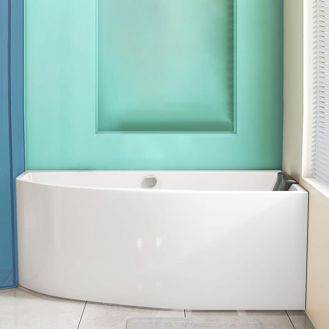 White Corner Bath Freestanding Acrylic Soaking Modern Bathtub 59"L x 31"W x 24"H Left Clearhalo 'Bathroom Remodel & Bathroom Fixtures' 'Bathtubs' 'Home Improvement' 'home_improvement' 'home_improvement_bathtubs' 'Showers & Bathtubs' 7088883