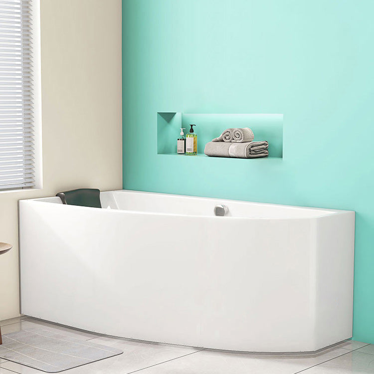 White Corner Bath Freestanding Acrylic Soaking Modern Bathtub 63"L x 31"W x 24"H Right Clearhalo 'Bathroom Remodel & Bathroom Fixtures' 'Bathtubs' 'Home Improvement' 'home_improvement' 'home_improvement_bathtubs' 'Showers & Bathtubs' 7088884