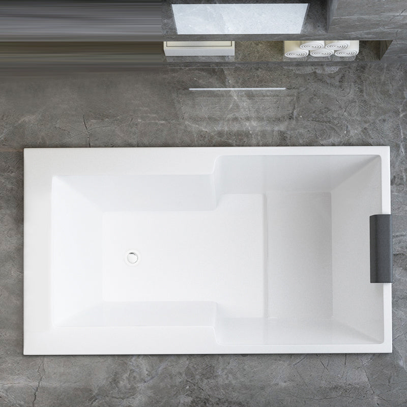 Acrylic Bath Drop in Soaking White Rectangular Modern Left-Hand Bathtub Tub with Pillow Clearhalo 'Bathroom Remodel & Bathroom Fixtures' 'Bathtubs' 'Home Improvement' 'home_improvement' 'home_improvement_bathtubs' 'Showers & Bathtubs' 7088903