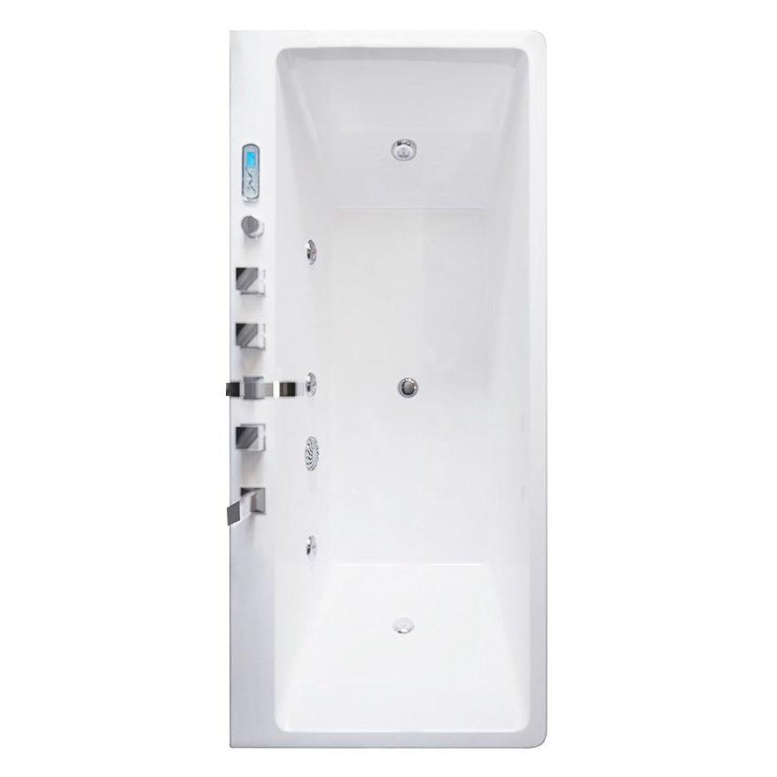 Drop in Rectangular Bath Acrylic White Jets Included Modern Bathtub Tub with Silver 5-Piece Set Clearhalo 'Bathroom Remodel & Bathroom Fixtures' 'Bathtubs' 'Home Improvement' 'home_improvement' 'home_improvement_bathtubs' 'Showers & Bathtubs' 7088963