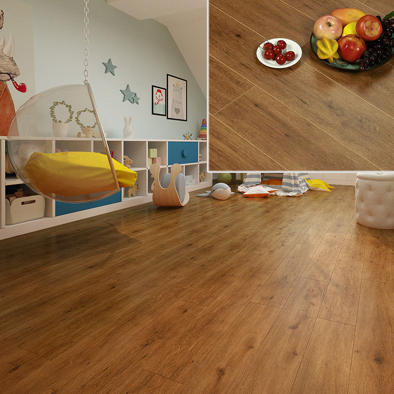 Laminate Pine Wood Click Lock Rectangular Textured Scratch Resistant Indoor Laminate Floor Brown Clearhalo 'Flooring 'Home Improvement' 'home_improvement' 'home_improvement_laminate_flooring' 'Laminate Flooring' 'laminate_flooring' Walls and Ceiling' 7097501