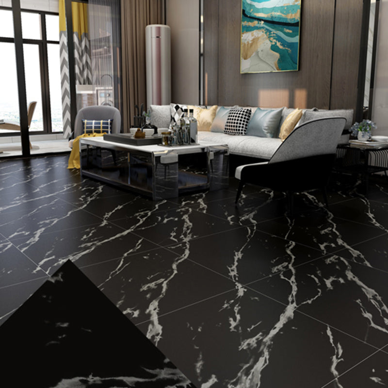 Peel and Stick PVC Flooring Low Gloss Imitation Marble Waterproof Square Vinyl Flooring Black White Clearhalo 'Flooring 'Home Improvement' 'home_improvement' 'home_improvement_vinyl_flooring' 'Vinyl Flooring' 'vinyl_flooring' Walls and Ceiling' 7098277