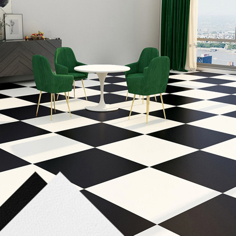 Peel and Stick PVC Flooring Low Gloss Imitation Marble Waterproof Square Vinyl Flooring Black White Plaid Clearhalo 'Flooring 'Home Improvement' 'home_improvement' 'home_improvement_vinyl_flooring' 'Vinyl Flooring' 'vinyl_flooring' Walls and Ceiling' 7098286