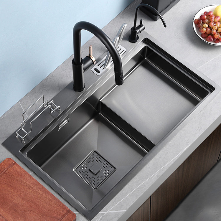 Stainless Steel Rectangle Sink 2 Holes Drop-In Kitchen Sink with Drain Assembly Clearhalo 'Home Improvement' 'home_improvement' 'home_improvement_kitchen_sinks' 'Kitchen Remodel & Kitchen Fixtures' 'Kitchen Sinks & Faucet Components' 'Kitchen Sinks' 'kitchen_sinks' 7098340