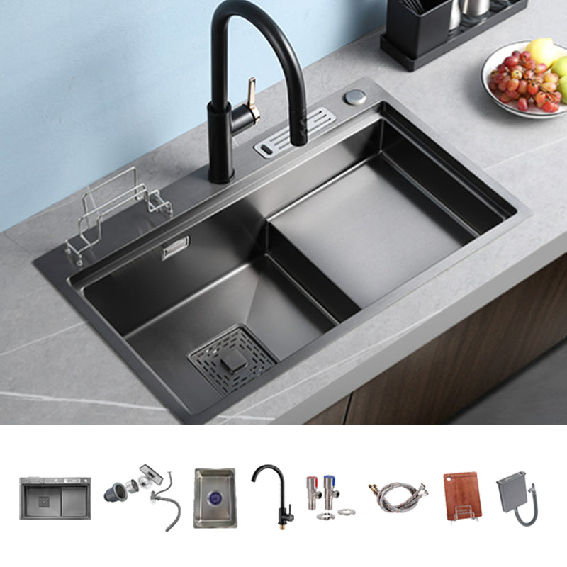 Stainless Steel Rectangle Sink 2 Holes Drop-In Kitchen Sink with Drain Assembly Sink with Faucet Pull Out Faucet Clearhalo 'Home Improvement' 'home_improvement' 'home_improvement_kitchen_sinks' 'Kitchen Remodel & Kitchen Fixtures' 'Kitchen Sinks & Faucet Components' 'Kitchen Sinks' 'kitchen_sinks' 7098342