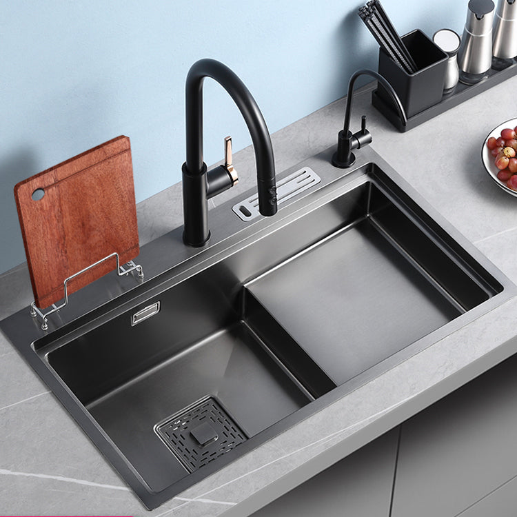 Stainless Steel Rectangle Sink 2 Holes Drop-In Kitchen Sink with Drain Assembly 31.5"L x 17.7"W x 9.1"H Sink with Faucet Round Faucet Clearhalo 'Home Improvement' 'home_improvement' 'home_improvement_kitchen_sinks' 'Kitchen Remodel & Kitchen Fixtures' 'Kitchen Sinks & Faucet Components' 'Kitchen Sinks' 'kitchen_sinks' 7098343