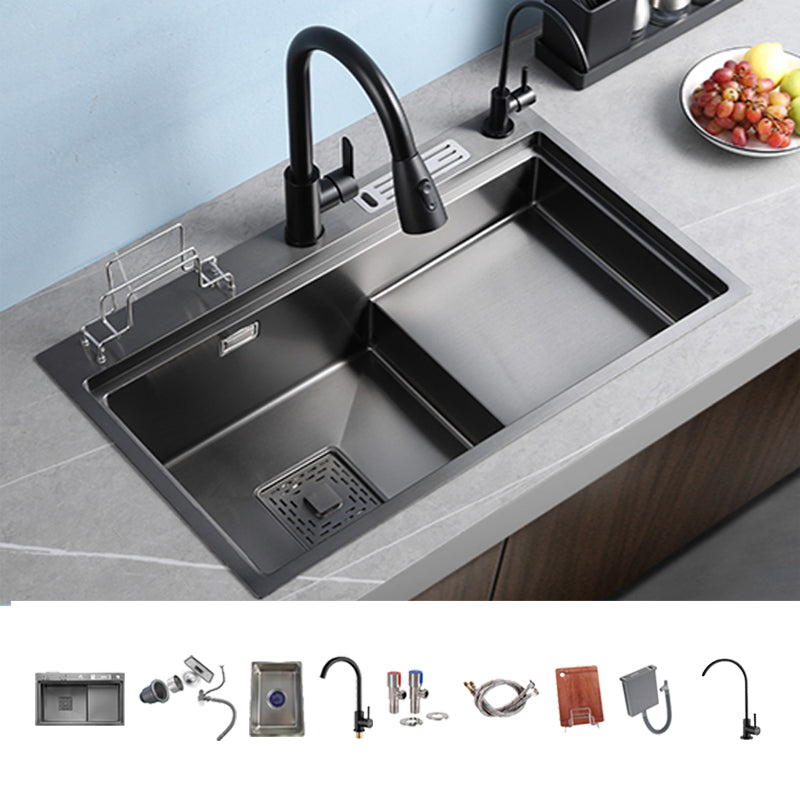 Stainless Steel Rectangle Sink 2 Holes Drop-In Kitchen Sink with Drain Assembly Sink with Faucet Double Tap for Water Purification Clearhalo 'Home Improvement' 'home_improvement' 'home_improvement_kitchen_sinks' 'Kitchen Remodel & Kitchen Fixtures' 'Kitchen Sinks & Faucet Components' 'Kitchen Sinks' 'kitchen_sinks' 7098344
