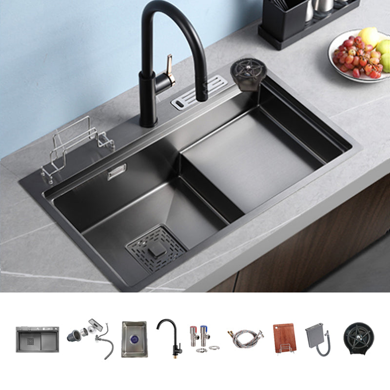 Stainless Steel Rectangle Sink 2 Holes Drop-In Kitchen Sink with Drain Assembly Sink with Faucet Pull Out Faucet with Cup Washer Clearhalo 'Home Improvement' 'home_improvement' 'home_improvement_kitchen_sinks' 'Kitchen Remodel & Kitchen Fixtures' 'Kitchen Sinks & Faucet Components' 'Kitchen Sinks' 'kitchen_sinks' 7098346