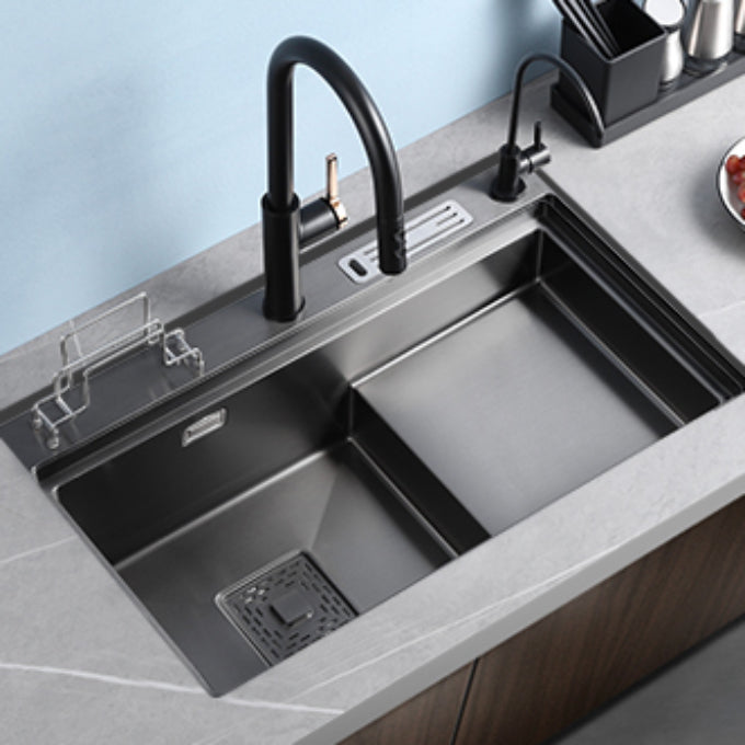 Stainless Steel Rectangle Sink 2 Holes Drop-In Kitchen Sink with Drain Assembly Clearhalo 'Home Improvement' 'home_improvement' 'home_improvement_kitchen_sinks' 'Kitchen Remodel & Kitchen Fixtures' 'Kitchen Sinks & Faucet Components' 'Kitchen Sinks' 'kitchen_sinks' 7098347