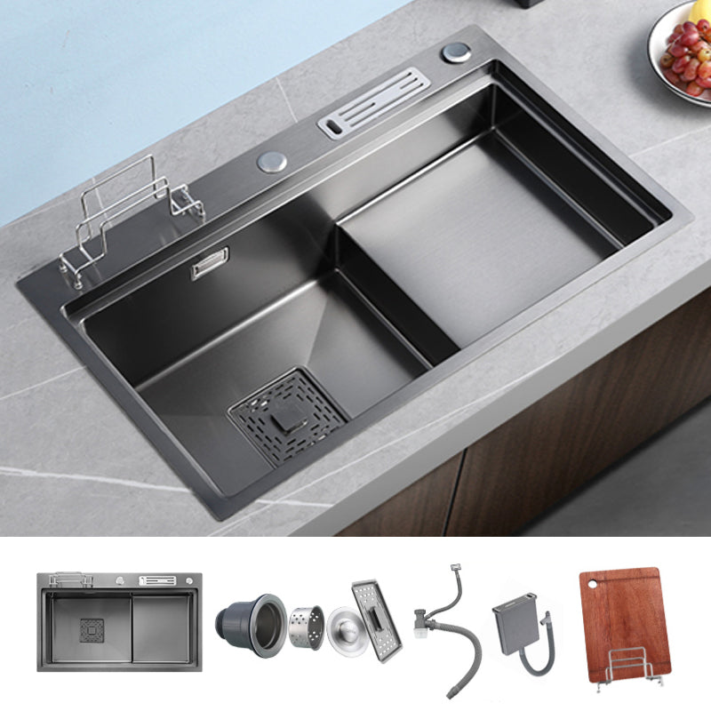 Stainless Steel Rectangle Sink 2 Holes Drop-In Kitchen Sink with Drain Assembly Sink Only None Clearhalo 'Home Improvement' 'home_improvement' 'home_improvement_kitchen_sinks' 'Kitchen Remodel & Kitchen Fixtures' 'Kitchen Sinks & Faucet Components' 'Kitchen Sinks' 'kitchen_sinks' 7098348