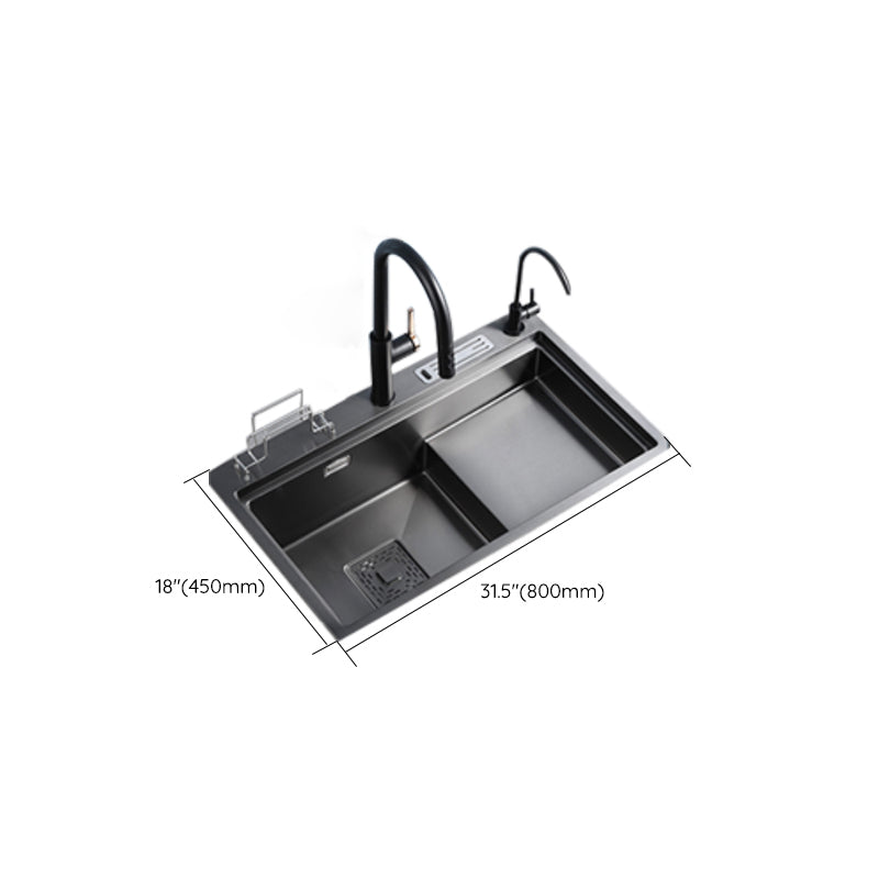 Stainless Steel Rectangle Sink 2 Holes Drop-In Kitchen Sink with Drain Assembly Clearhalo 'Home Improvement' 'home_improvement' 'home_improvement_kitchen_sinks' 'Kitchen Remodel & Kitchen Fixtures' 'Kitchen Sinks & Faucet Components' 'Kitchen Sinks' 'kitchen_sinks' 7098355
