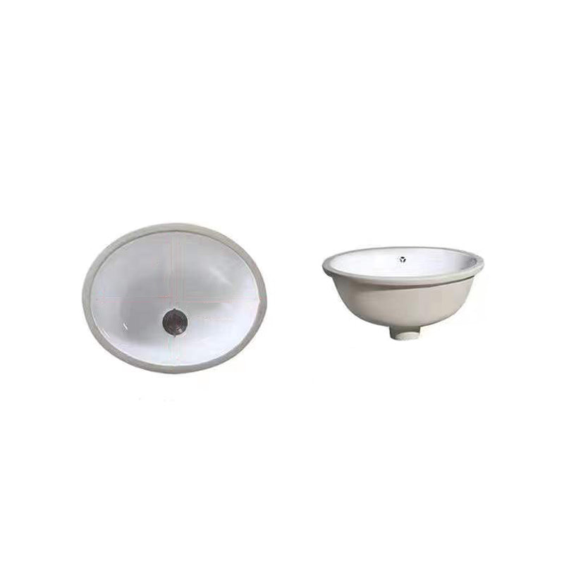 Modern Undermount Vanity Sink Oval Porcelain with Pop-Up Drain Bathroom Sink 17"L x 13"W x 8"H Clearhalo 'Bathroom Remodel & Bathroom Fixtures' 'Bathroom Sinks & Faucet Components' 'Bathroom Sinks' 'bathroom_sink' 'Home Improvement' 'home_improvement' 'home_improvement_bathroom_sink' 7098375